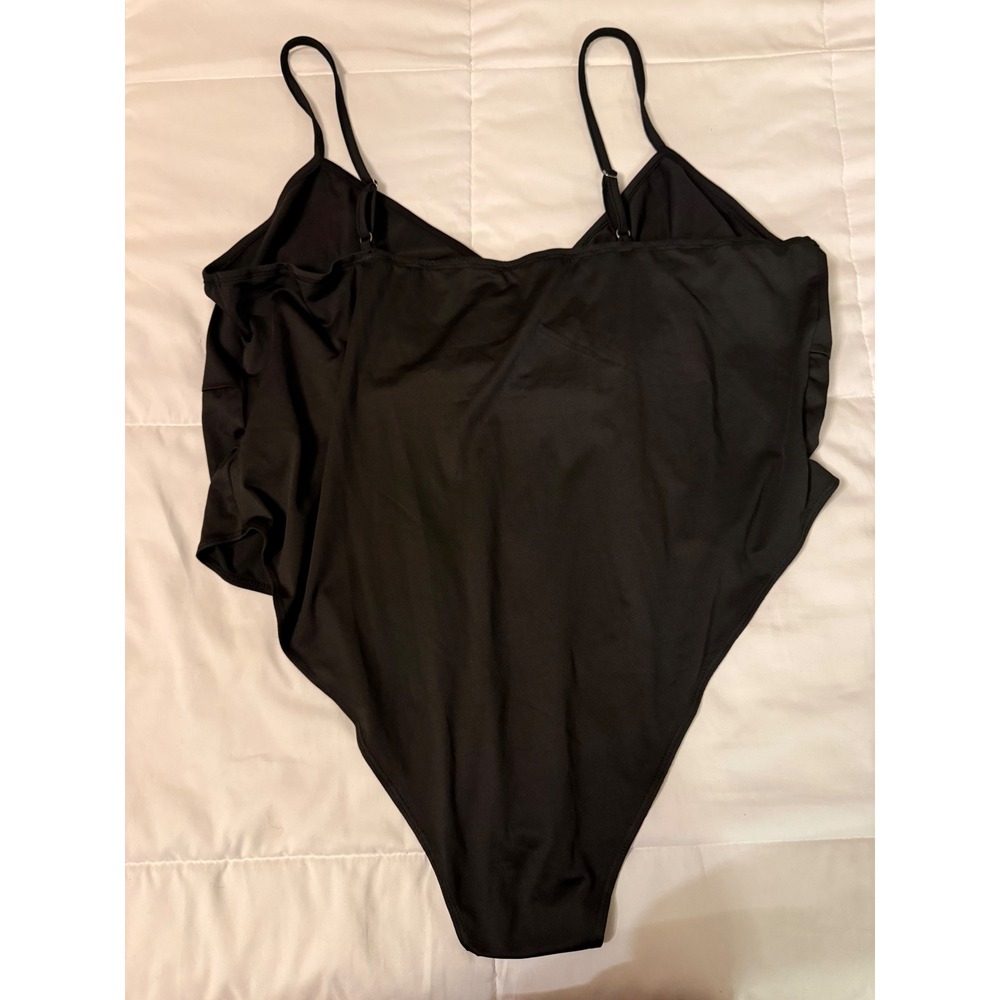 Cider Womens Black Surplice V-Neck Bodysuit Adjustable Straps Plus Size 4XL